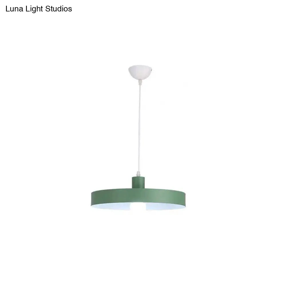 Simple Metal Shade Pendant Light Kit For Dining Room With Pot Lid Design Green