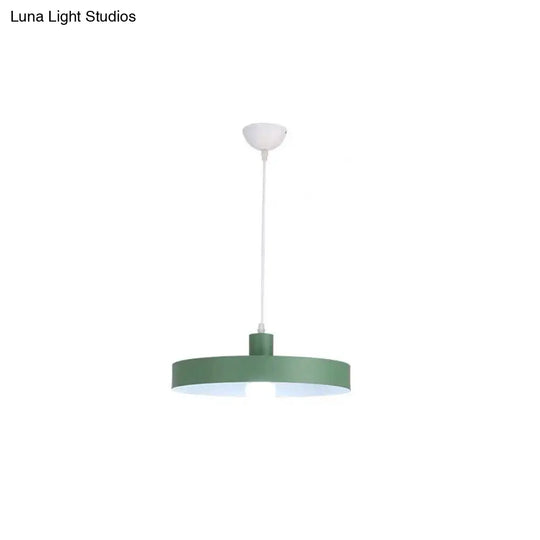 Simple Metal Shade Pendant Light Kit For Dining Room With Pot Lid Design Green