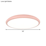 Modern Pink Led Ceiling Mounted Fixture Round Acrylic Flush Mount Light In Warm & White