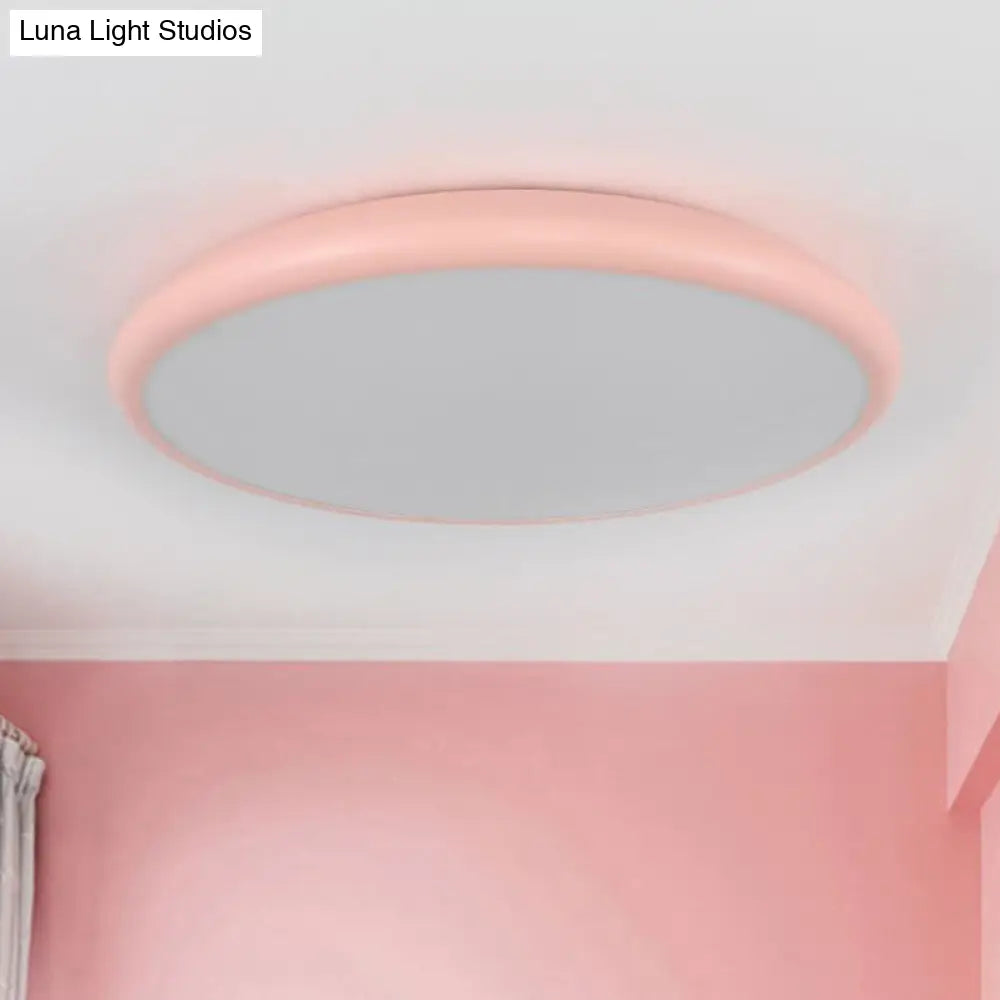 Modern Pink Led Ceiling Mounted Fixture Round Acrylic Flush Mount Light In Warm & White