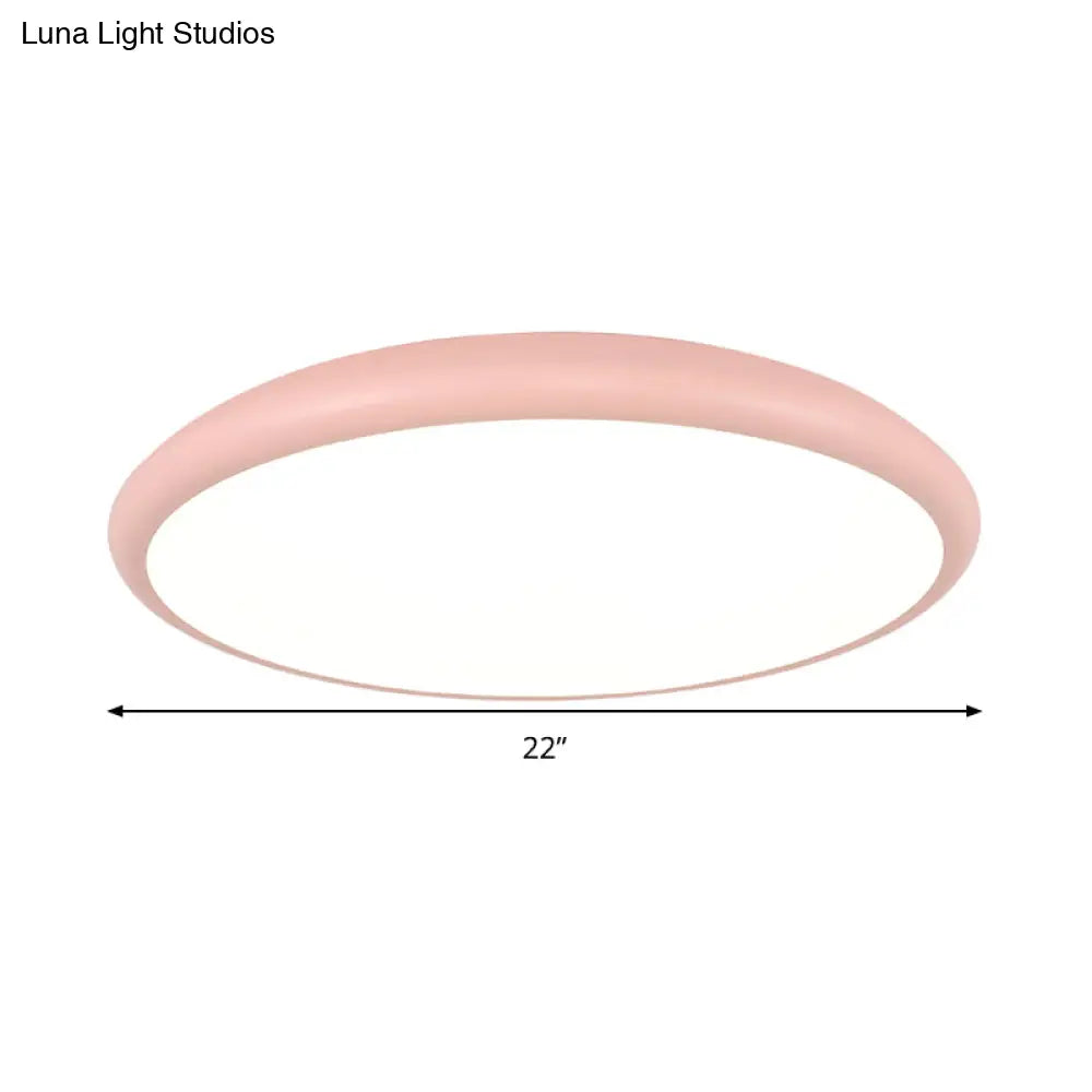 Modern Pink Led Ceiling Mounted Fixture Round Acrylic Flush Mount Light In Warm & White