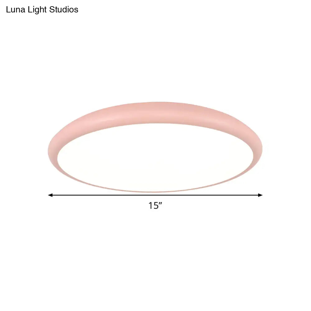 Modern Pink Led Ceiling Mounted Fixture Round Acrylic Flush Mount Light In Warm & White