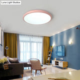 Modern Pink Led Ceiling Mounted Fixture Round Acrylic Flush Mount Light In Warm & White