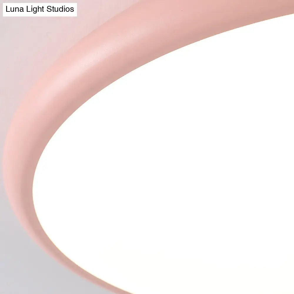 Modern Pink Led Ceiling Mounted Fixture Round Acrylic Flush Mount Light In Warm & White