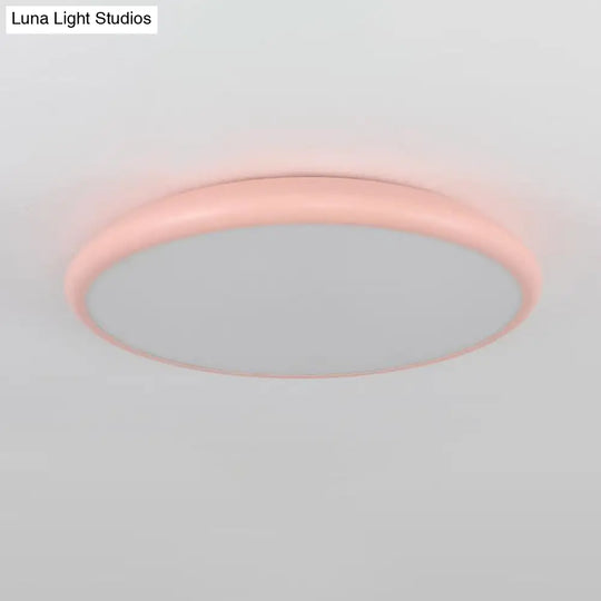 Modern Pink Led Ceiling Mounted Fixture Round Acrylic Flush Mount Light In Warm & White