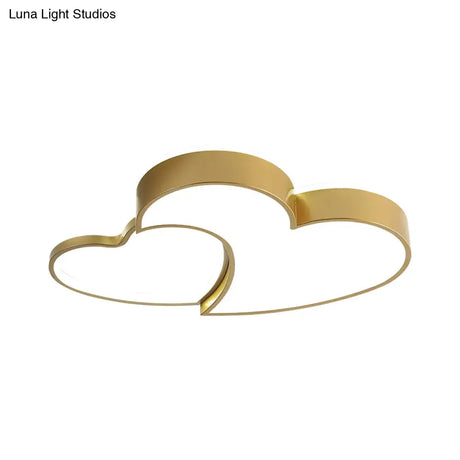 Modern Polished Gold Led Ceiling Lamp For Kids Bedroom - Cloud Circle And Windmill Shape