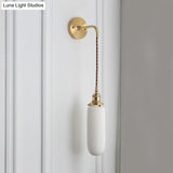 Modern Porcelain Wall Lamp With Brass Socket - White 1 Light 5/6/8.5 Inch Width Ideal For Dining