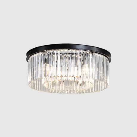 Modern Prismatic Crystal Flush Mount Ceiling Light For Living Room 12 / Black