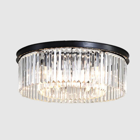 Modern Prismatic Crystal Flush Mount Ceiling Light For Living Room 16 / Black