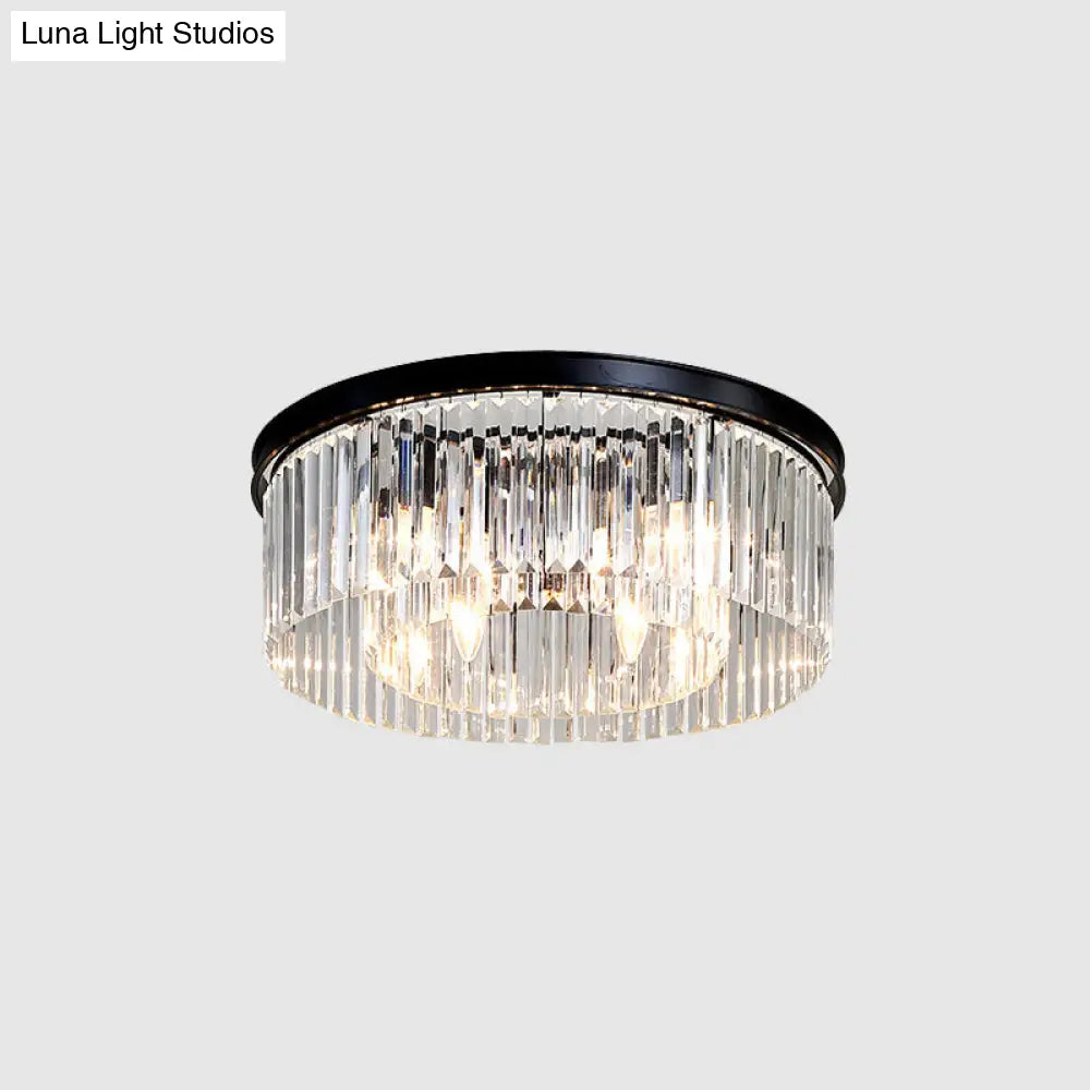 Modern Prismatic Crystal Flush Mount Ceiling Light For Living Room 8 / Black