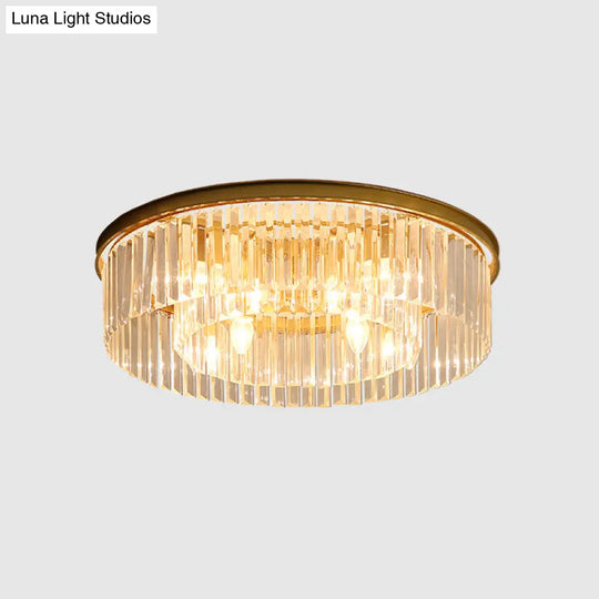 Modern Prismatic Crystal Flush Mount Ceiling Light For Living Room 16 / Gold