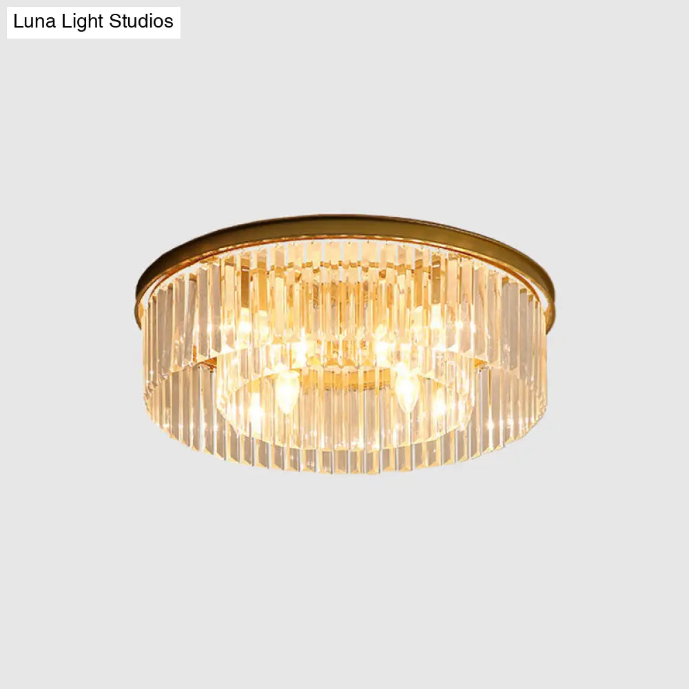 Modern Prismatic Crystal Flush Mount Ceiling Light For Living Room 12 / Gold