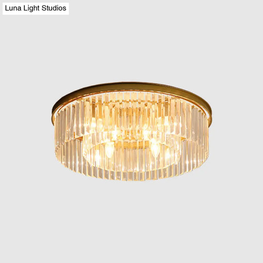 Modern Prismatic Crystal Flush Mount Ceiling Light For Living Room 12 / Gold