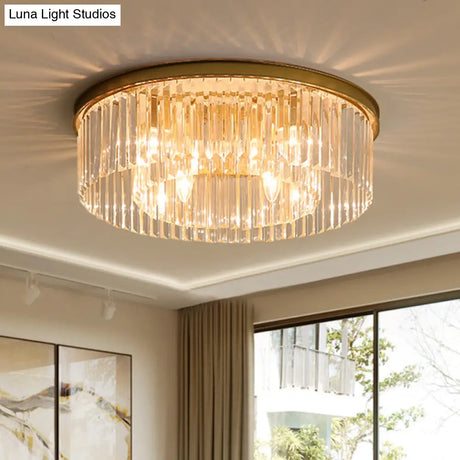 Modern Prismatic Crystal Flush Mount Ceiling Light For Living Room