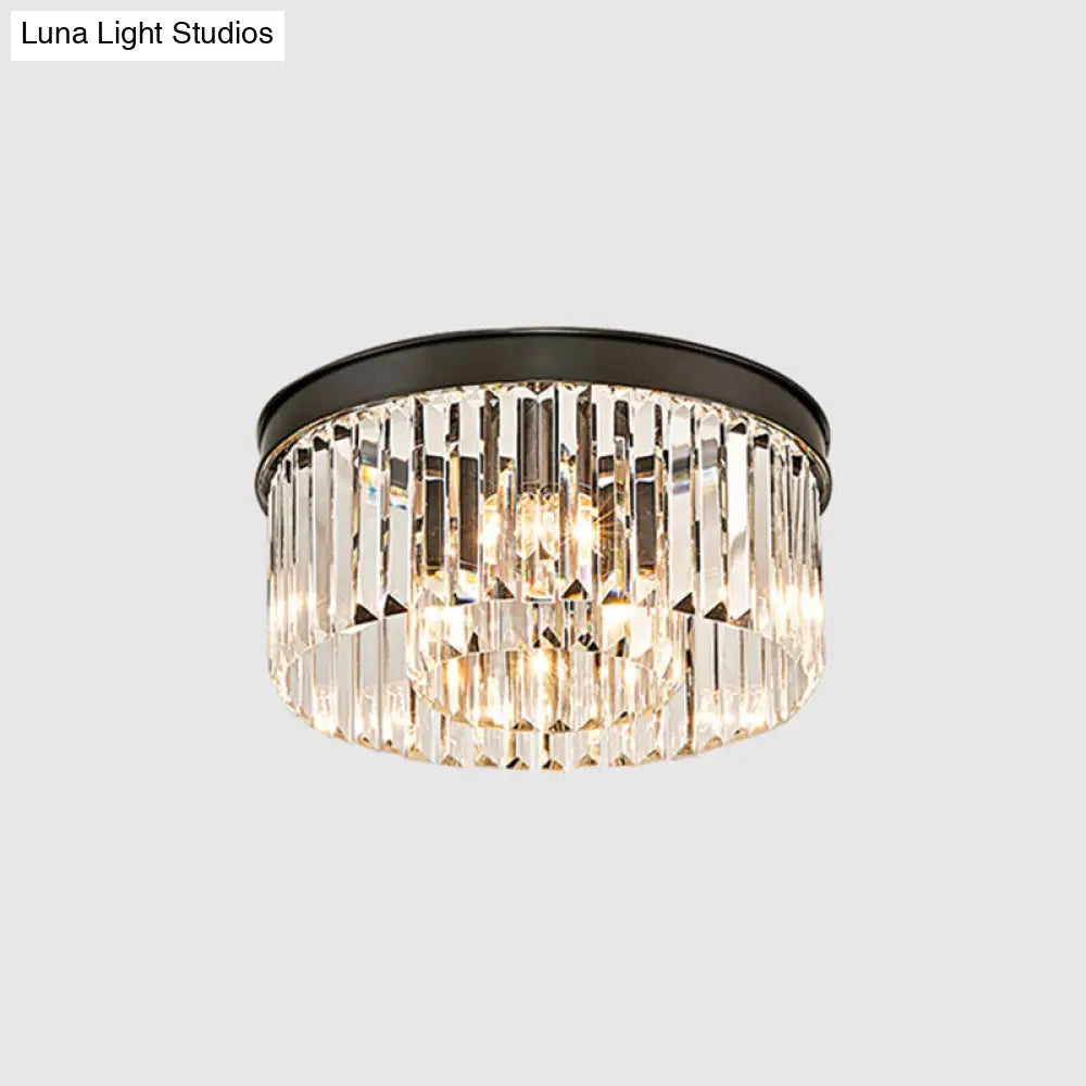 Modern Prismatic Crystal Flush Mount Ceiling Light For Living Room 4 / Black