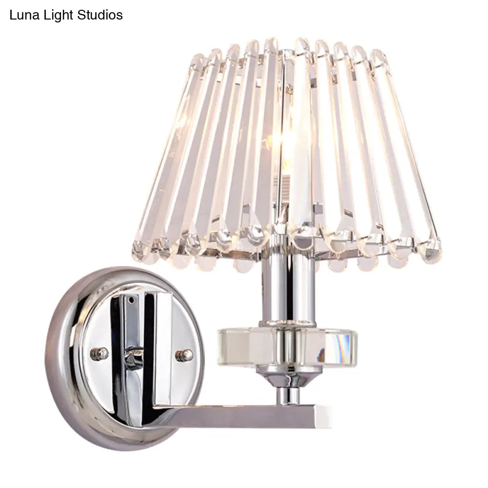 Modern Pyramid Crystal Wall Light With Chrome Finish For Living Room Décor