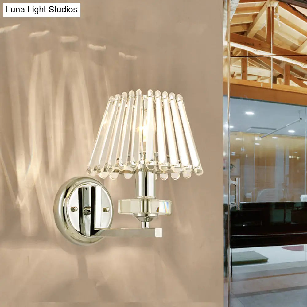 Modern Pyramid Crystal Wall Light With Chrome Finish For Living Room Décor