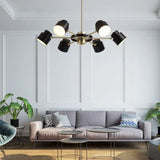 Modern Radial Pendant Chandelier - 6/8 Lights Metal Hanging Light For Bedroom Black/White 6 / Black