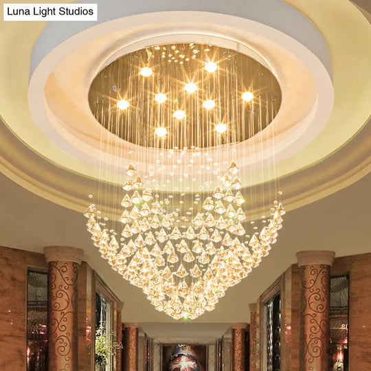 Modern Raindrop Crystal Diamond Flush Ceiling Light Fixture With 8 Heads In Chrome