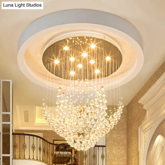 Modern Raindrop Crystal Diamond Flush Ceiling Light Fixture With 8 Heads In Chrome