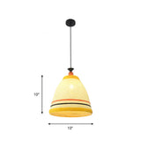 Modern Rattan Hanging Pendant Light - 10/14/16 Wide Tapered Ceiling Lamp 1 Bulb Yellow/Brown