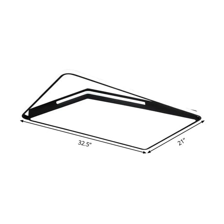 Modern Rectangle Ceiling Mounted Led Flush Light Fixture For Living Room - Black/White With
