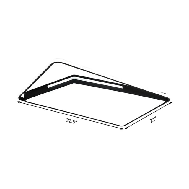 Modern Rectangle Ceiling Mounted Led Flush Light Fixture For Living Room - Black/White With