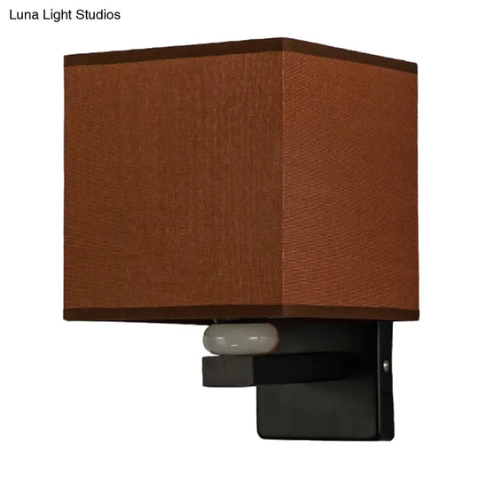Modern Rectangle Fabric Wall Lamp With Faux Jade Decor - Flaxen/White/Beige 1-Bulb Fixture