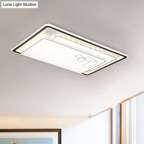 Modern Rectangle Led Ceiling Light With Acrylic And K9 Crystal