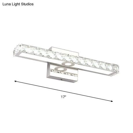 Modern Rectangle Vanity Wall Sconce With Clear Crystal Integrated Led - Bathroom Lamp