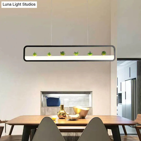 Modern Rectangular Acrylic Island Chandelier - Led Dining Room Ceiling Light (27.5/39 Long)