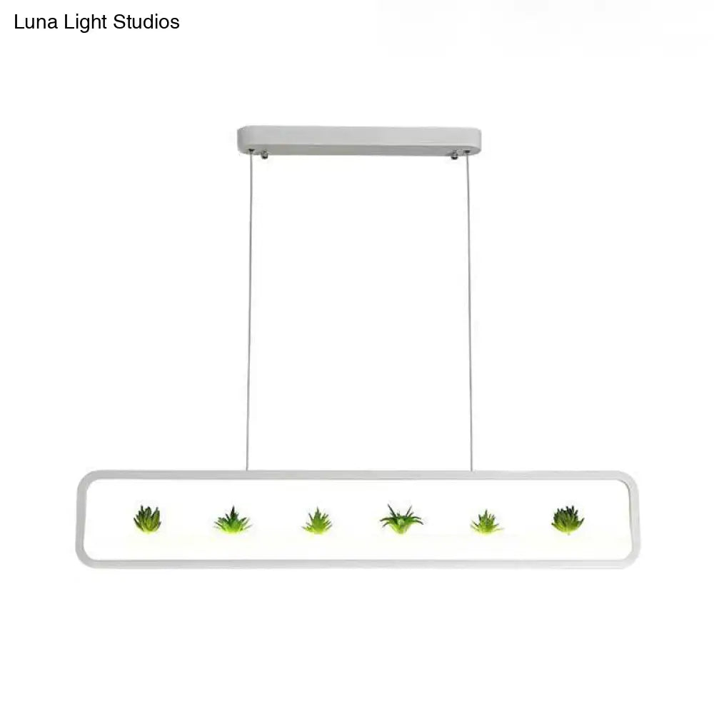 Modern Rectangular Acrylic Island Chandelier - Led Dining Room Ceiling Light (27.5/39 Long)