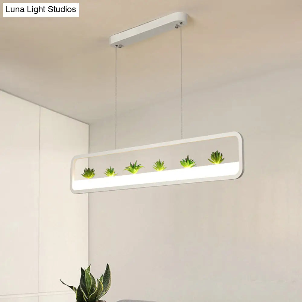 Modern Rectangular Acrylic Island Chandelier - Led Dining Room Ceiling Light (27.5/39 Long)