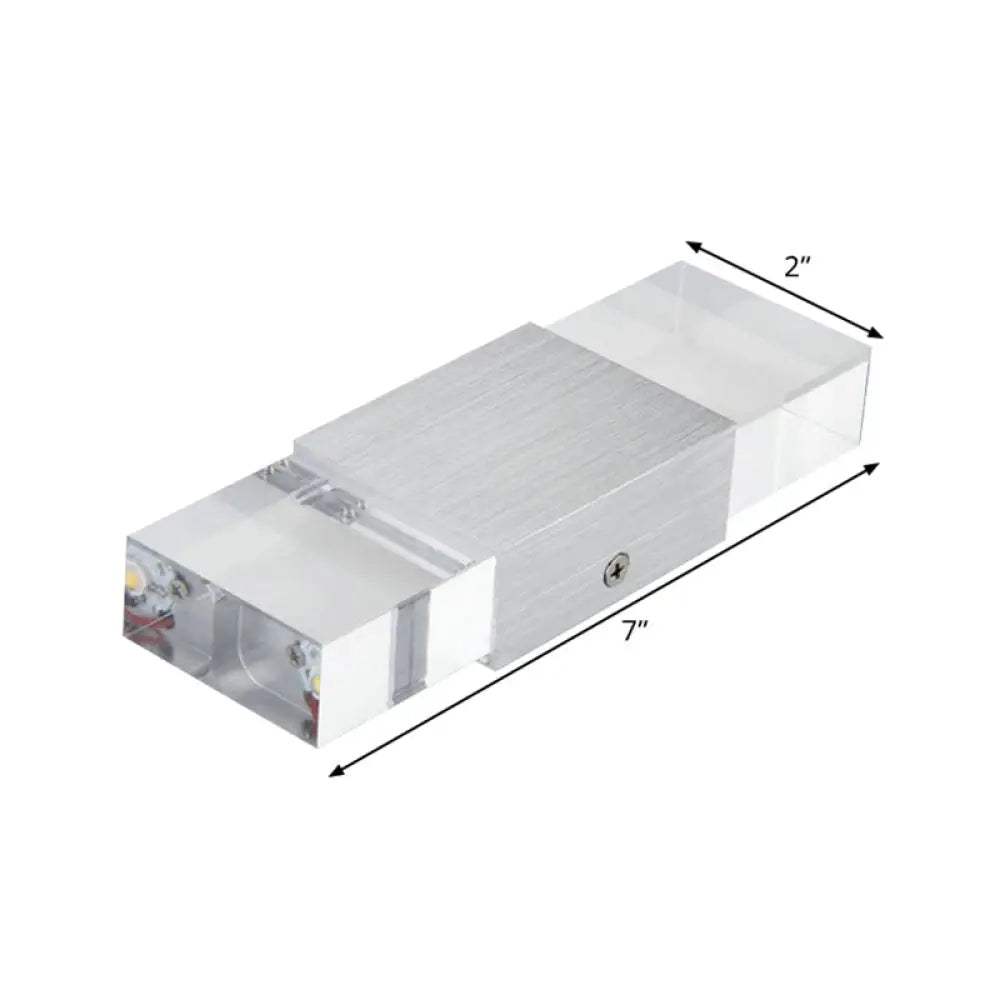 Modern Rectangular Acrylic Led Wall Sconce In Silver - Warm/White Light