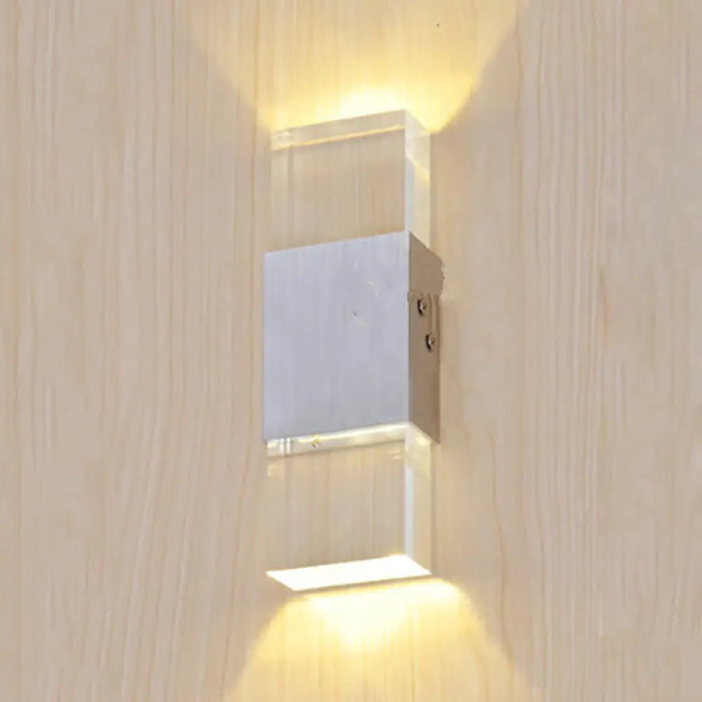 Modern Rectangular Acrylic Led Wall Sconce In Silver - Warm/White Light / Warm