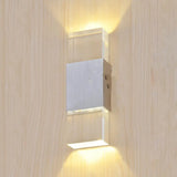 Modern Rectangular Acrylic Led Wall Sconce In Silver - Warm/White Light / Warm