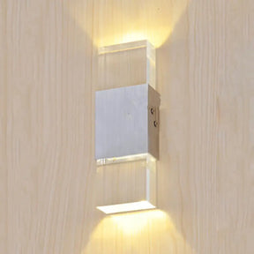 Modern Rectangular Acrylic Led Wall Sconce In Silver - Warm/White Light / Warm