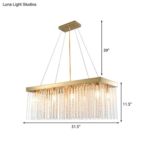 Modern Rectangular Crystal Pendant Ceiling Light - Gold Led Chandelier 23.5/31.5/39 Wide