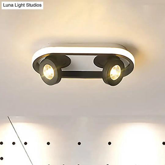 Modern Rectangular Flush Ceiling Lamp In Warm/White Light - Acrylic 4/6/8 Lights Black Ideal For