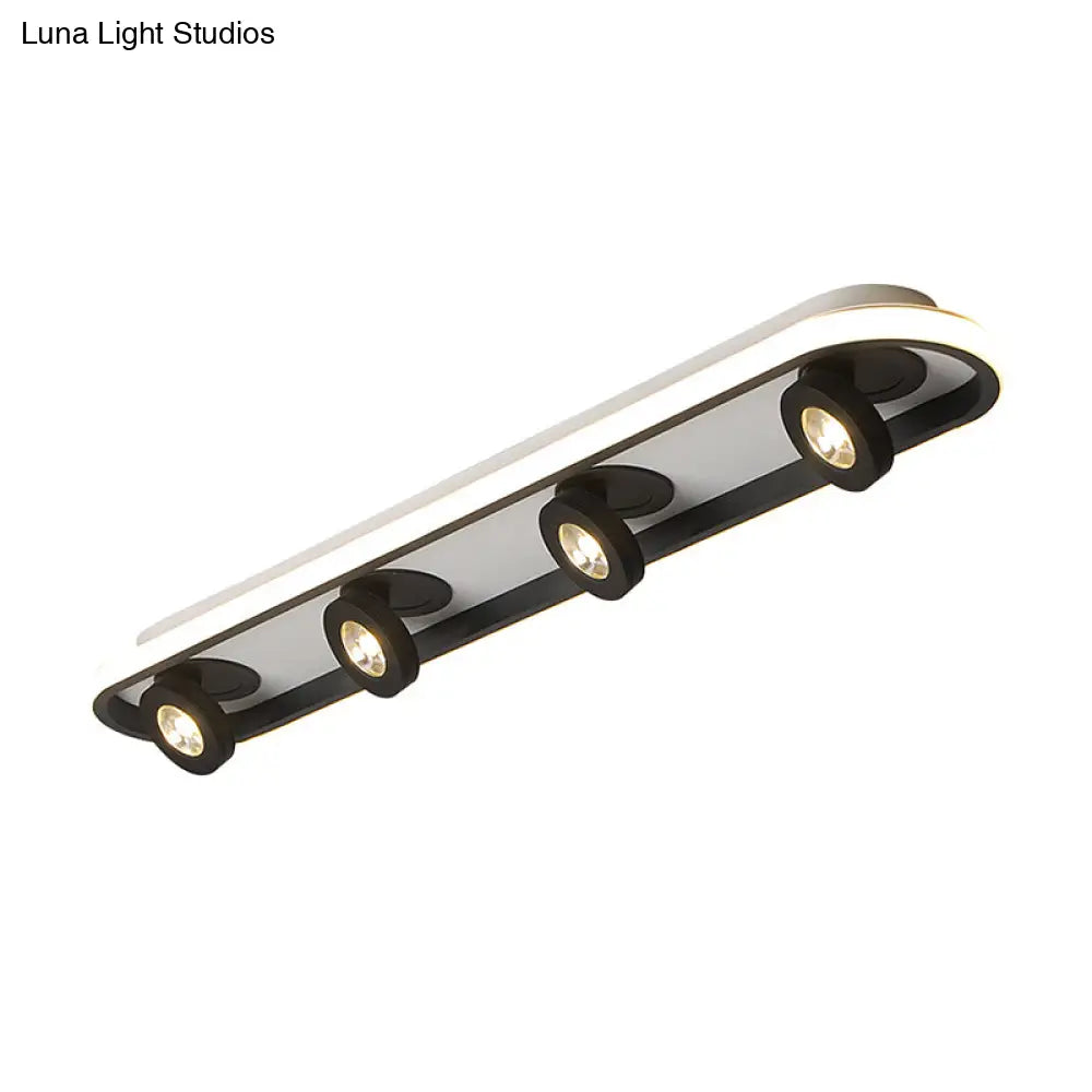 Modern Rectangular Flush Ceiling Lamp In Warm/White Light - Acrylic 4/6/8 Lights Black Ideal For