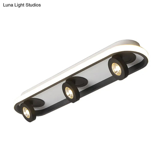 Modern Rectangular Flush Ceiling Lamp In Warm/White Light - Acrylic 4/6/8 Lights Black Ideal For