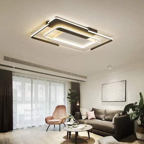 Modern Rectangular Flush Mount Led Ceiling Light In White/Warm - 35.5’/43’ Wide Ideal For