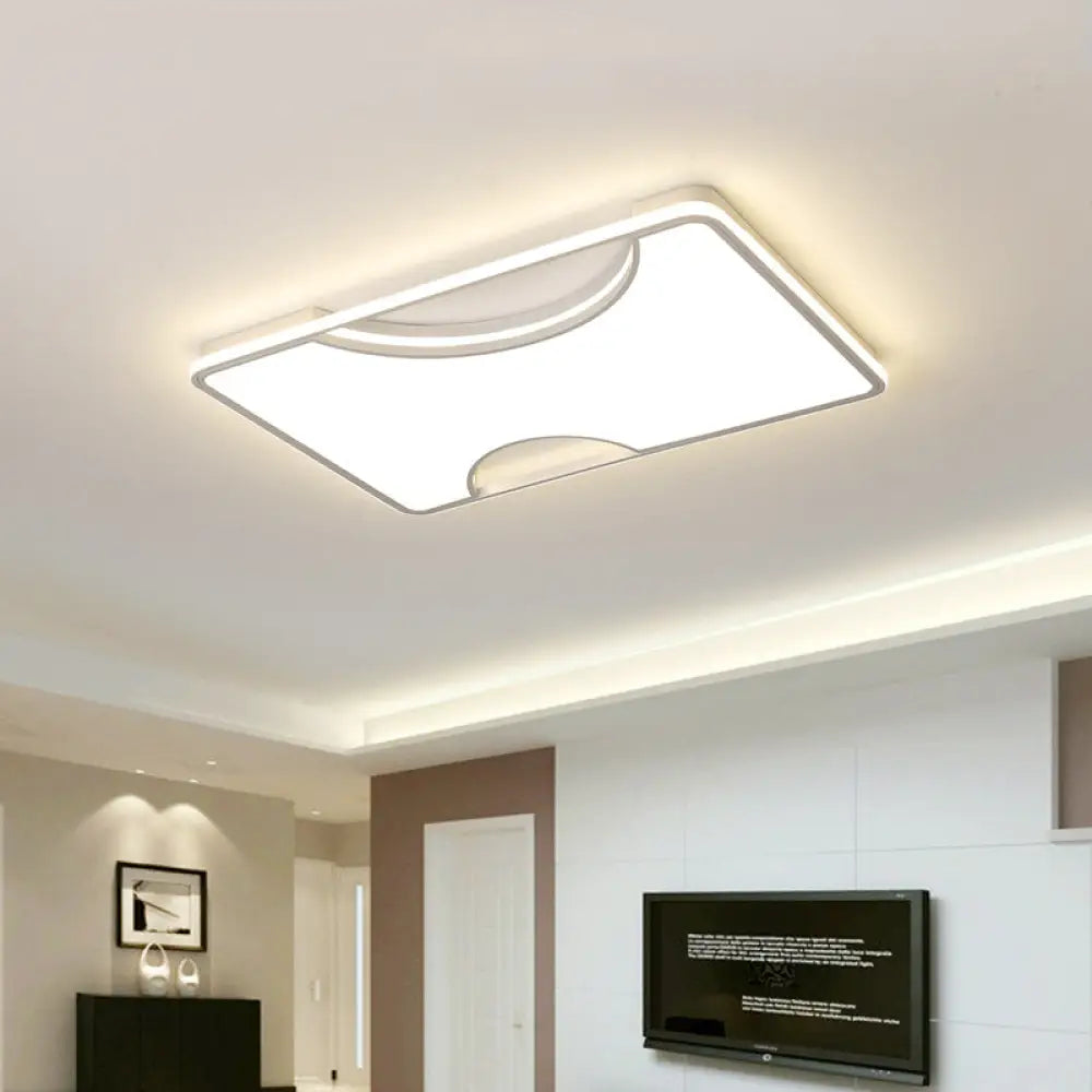 Modern Rectangular/Square Acrylic Flush Ceiling Light Led Lamp In Black/White Warm/White