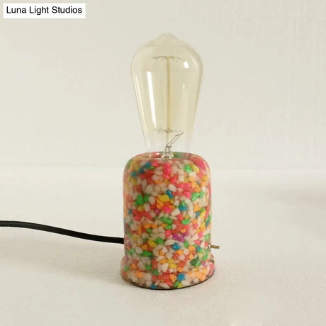 Modern Red Tubular Table Lamp With Plug-In Cord