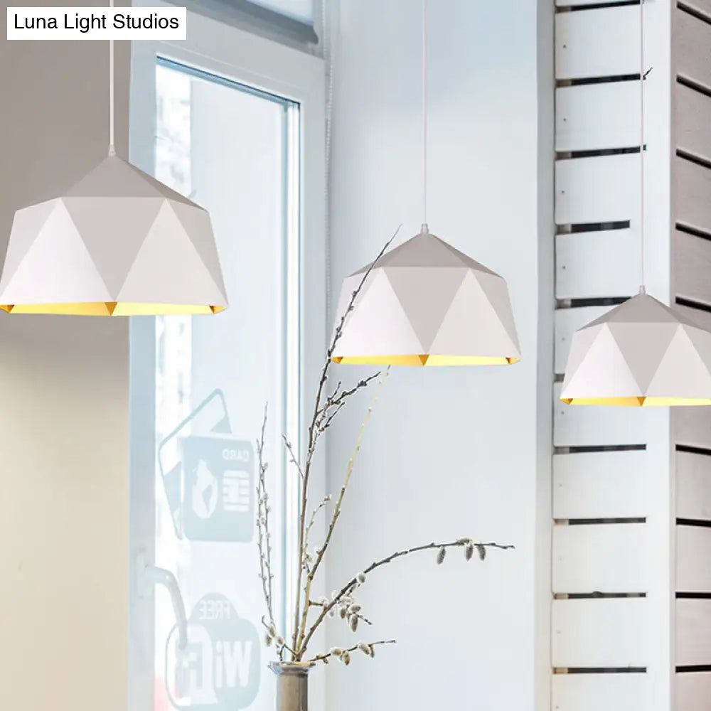 Rhombus Cut Metal Suspension Lamp - Loft Style Pendant Light For Living Room With 1-Light Fixture