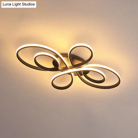Modern Ribbons Led Ceiling Flush Mount Light In Warm/White Multiple Sizes & Colors