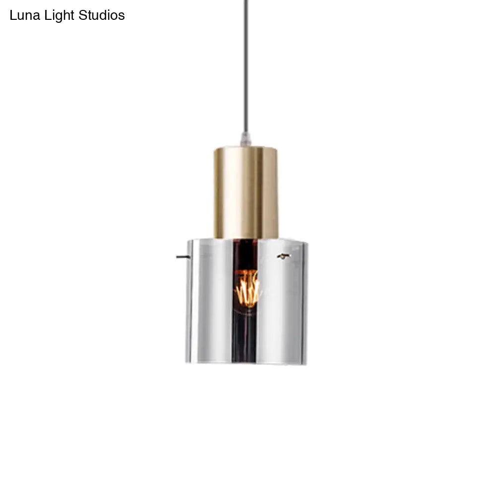 Modern Rose Gold/Gold Bottle Pendant Lamp - Smoky Grey Glass Ceiling Hang Light For Kitchen Bar