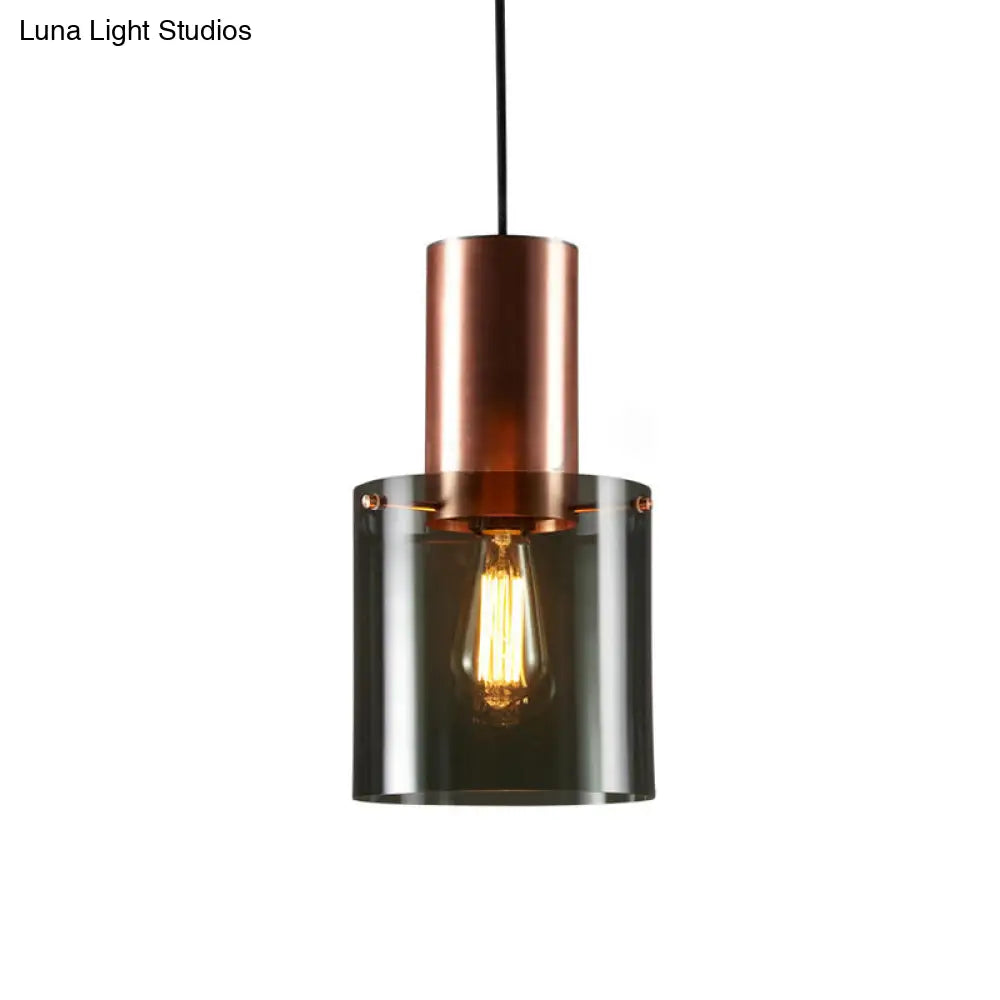 Modern Rose Gold/Gold Bottle Pendant Lamp - Smoky Grey Glass Ceiling Hang Light For Kitchen Bar