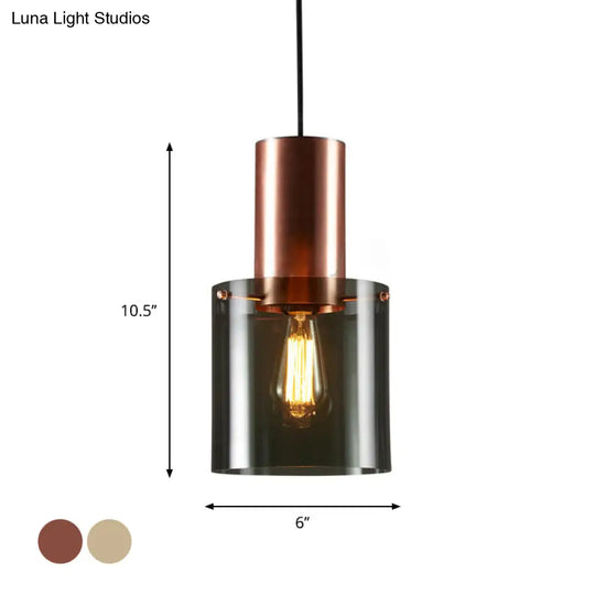 Modern Rose Gold/Gold Bottle Pendant Lamp - Smoky Grey Glass Ceiling Hang Light For Kitchen Bar