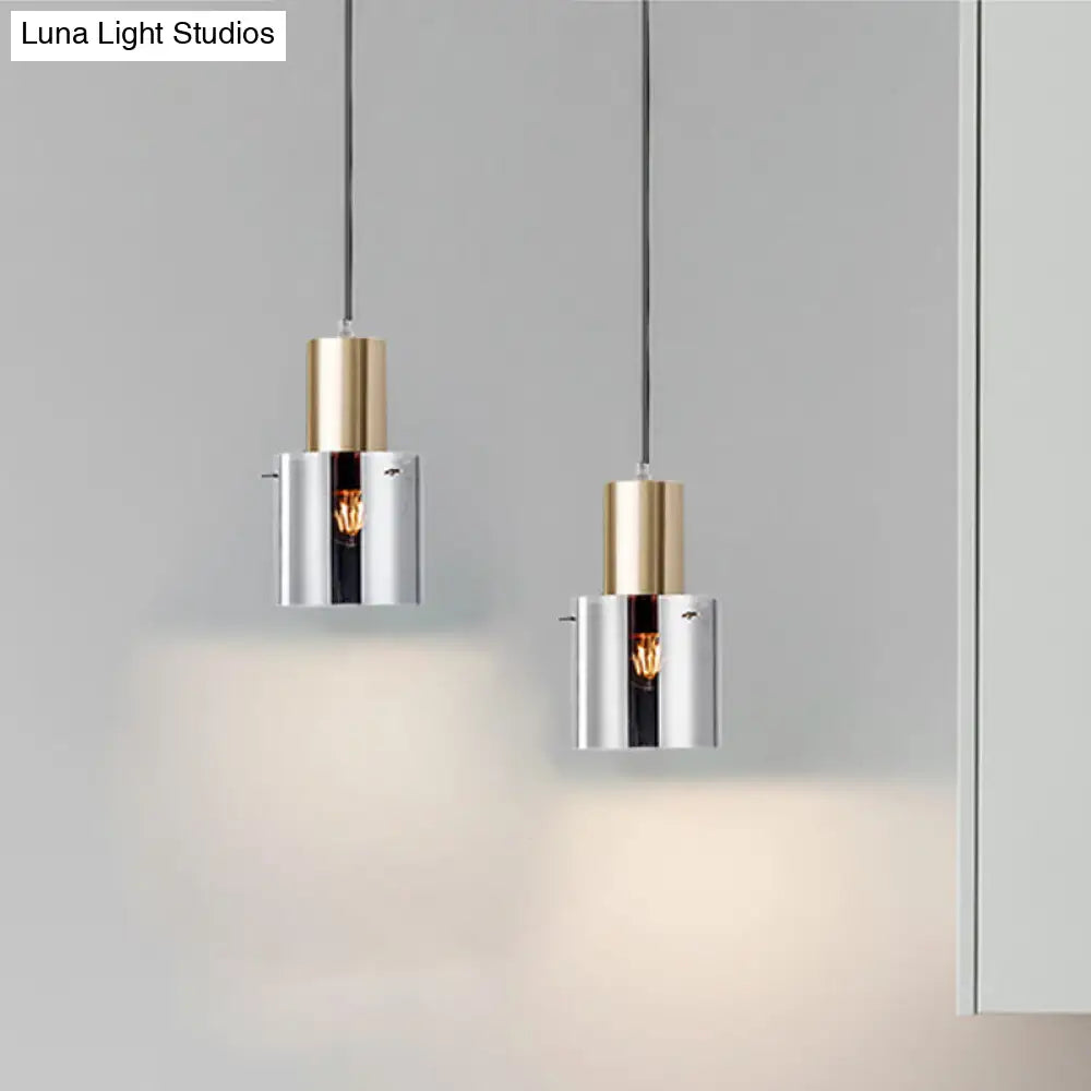 Modern Rose Gold/Gold Bottle Pendant Lamp - Smoky Grey Glass Ceiling Hang Light For Kitchen Bar
